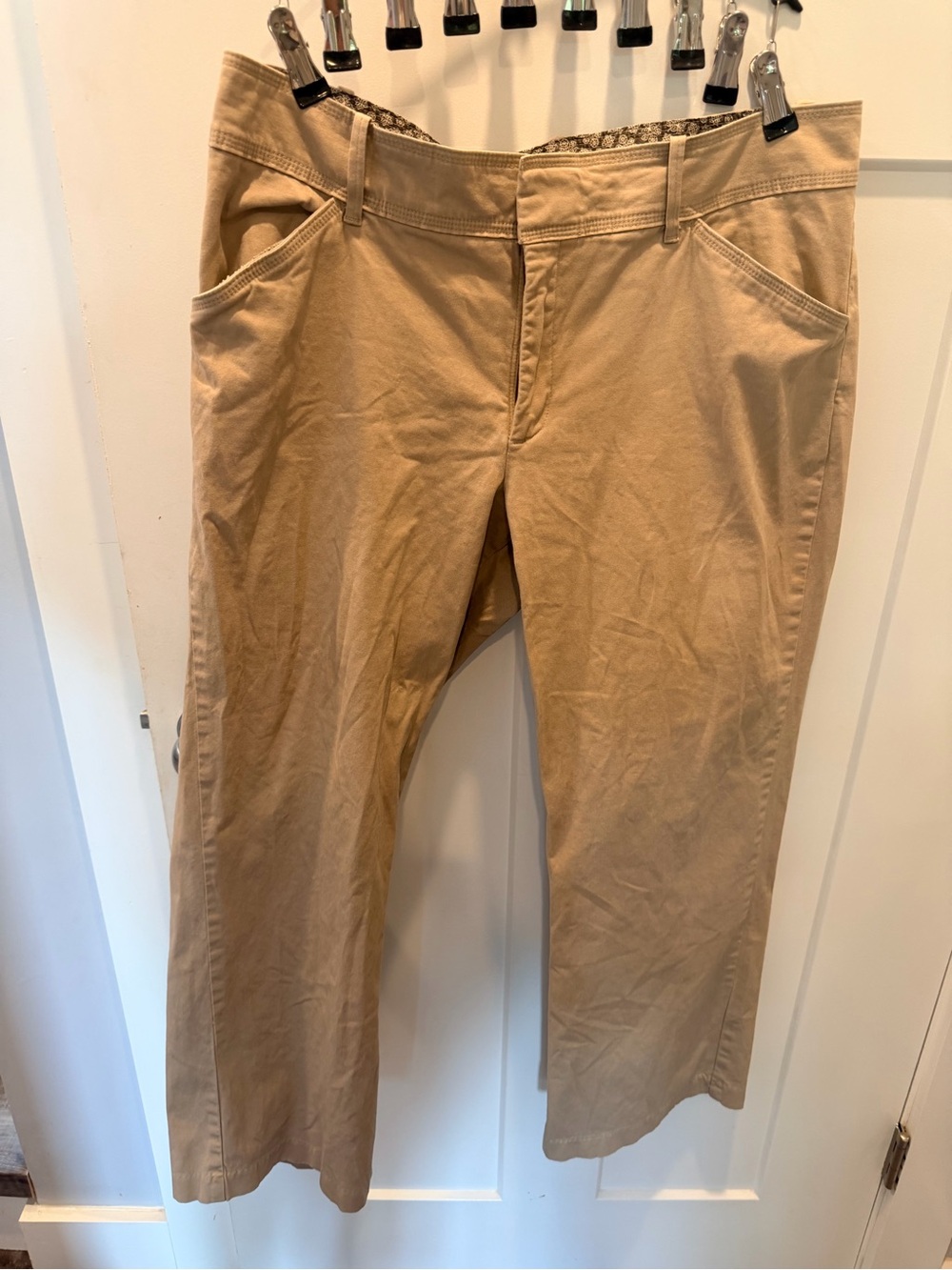 Lee Natural Straight Leg Khaki Pants Women’s 16 Short Stretch Cotton Petite